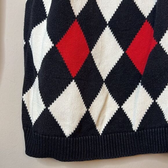 Vintage Bechamel Black & White Diamond with Red Sweater - Size Medium - Picture 3 of 10